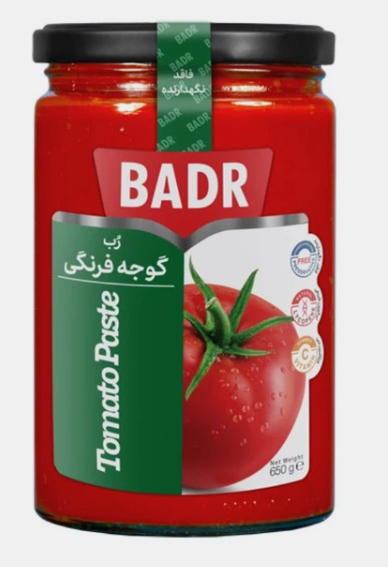 رب گوجه شیشه 650 گ بدر